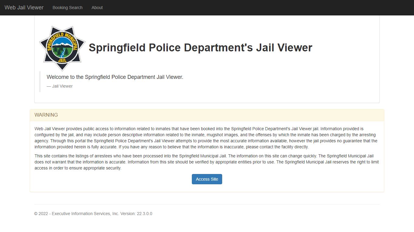 Home Page - Web Jail Viewer - Springfield, Oregon