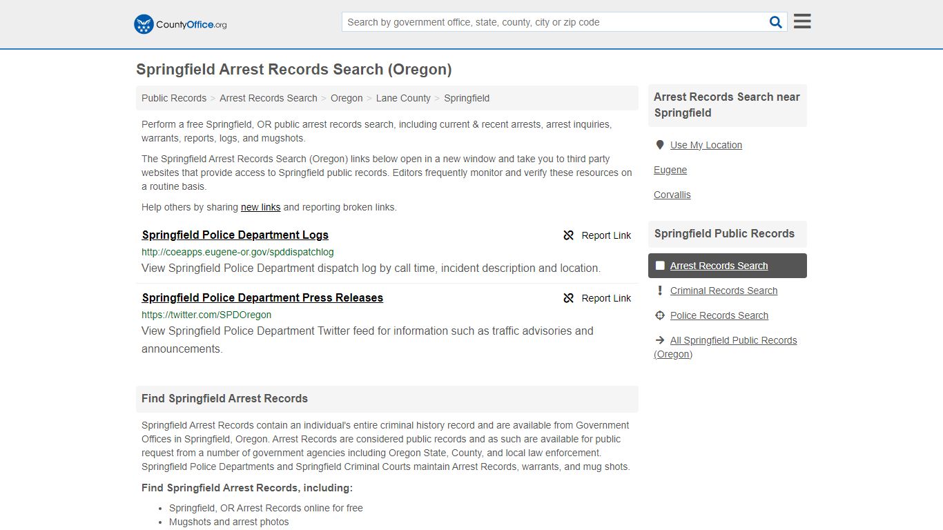 Arrest Records Search - Springfield, OR (Arrests & Mugshots)
