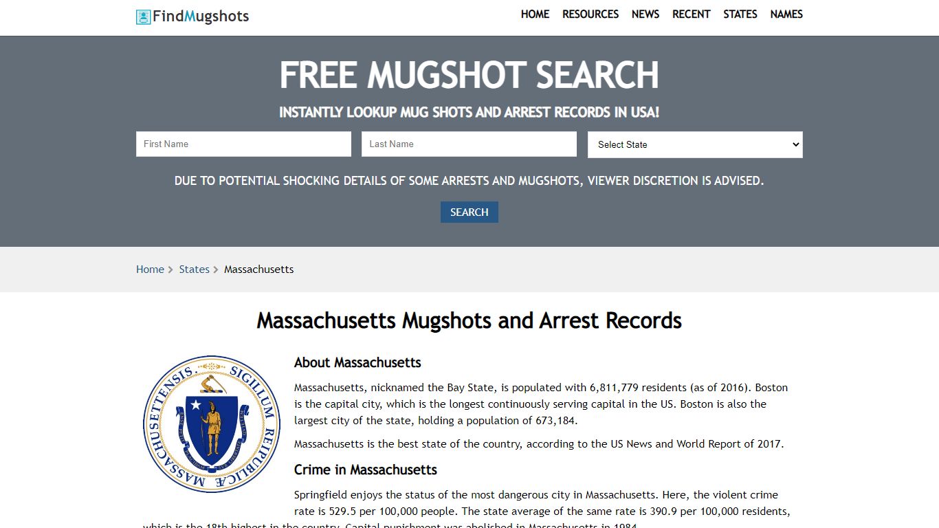 Find Massachusetts Mugshots - Find Mugshots